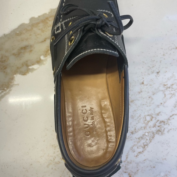 GUCCI men’s deck leather shoes size US 9 1/2 with box - Picture 5 of 6